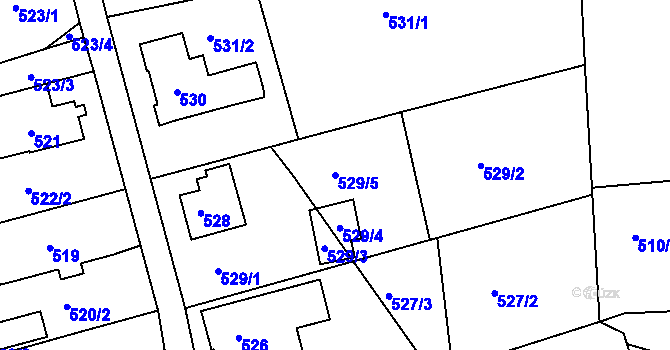 Parcela st. 529/5 v KÚ Rybáře, Katastrální mapa