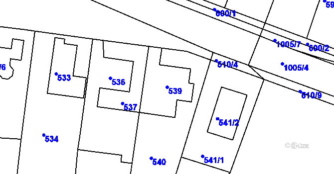 Parcela st. 539 v KÚ Rybáře, Katastrální mapa