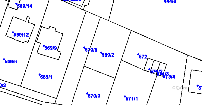 Parcela st. 569/2 v KÚ Rybáře, Katastrální mapa