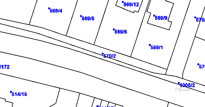 Parcela st. 570/2 v KÚ Rybáře, Katastrální mapa