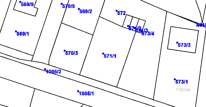 Parcela st. 571/1 v KÚ Rybáře, Katastrální mapa