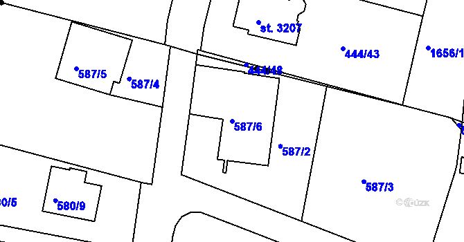 Parcela st. 587/6 v KÚ Rybáře, Katastrální mapa
