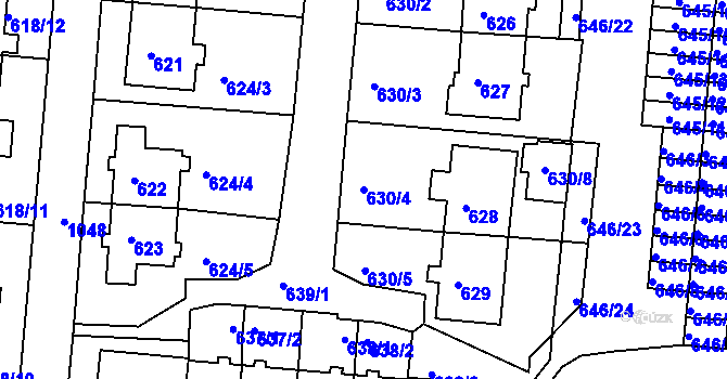 Parcela st. 630/4 v KÚ Rybáře, Katastrální mapa