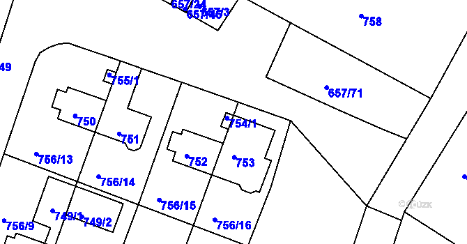 Parcela st. 754/2 v KÚ Rybáře, Katastrální mapa