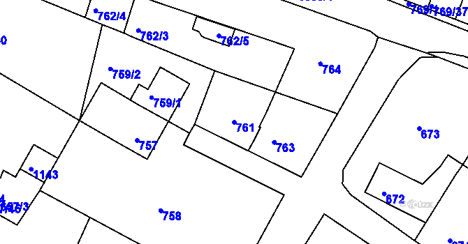 Parcela st. 761 v KÚ Rybáře, Katastrální mapa