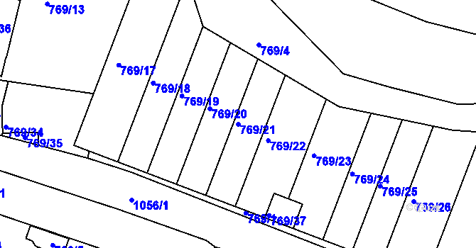 Parcela st. 769/21 v KÚ Rybáře, Katastrální mapa