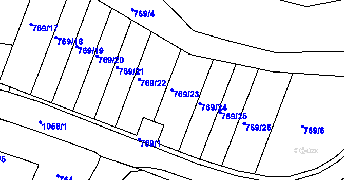 Parcela st. 769/23 v KÚ Rybáře, Katastrální mapa