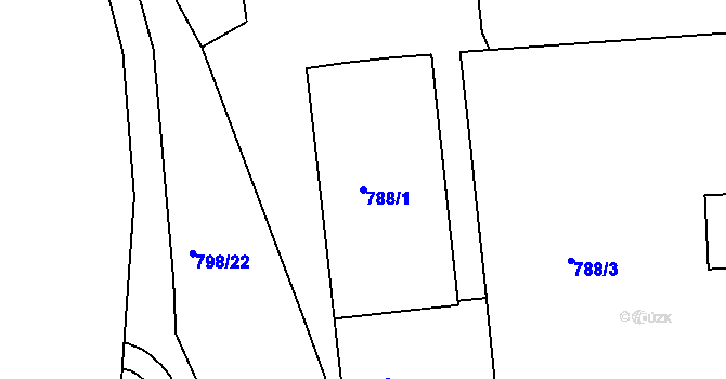 Parcela st. 788/1 v KÚ Rybáře, Katastrální mapa