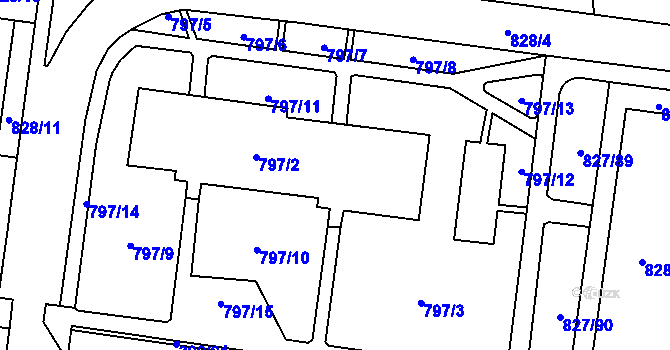 Parcela st. 797/1 v KÚ Rybáře, Katastrální mapa