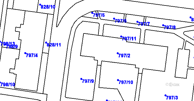 Parcela st. 797/2 v KÚ Rybáře, Katastrální mapa