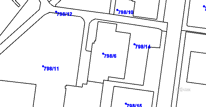 Parcela st. 798/6 v KÚ Rybáře, Katastrální mapa