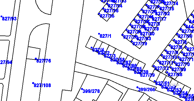 Parcela st. 827/2 v KÚ Rybáře, Katastrální mapa