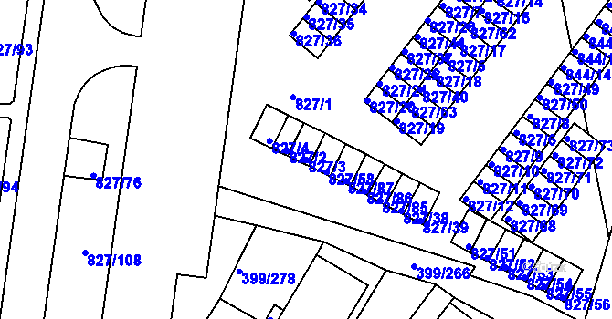 Parcela st. 827/3 v KÚ Rybáře, Katastrální mapa