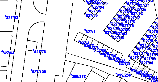 Parcela st. 827/4 v KÚ Rybáře, Katastrální mapa