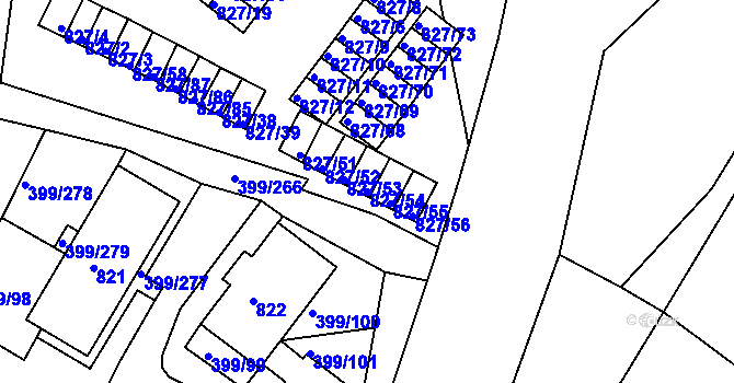 Parcela st. 827/54 v KÚ Rybáře, Katastrální mapa