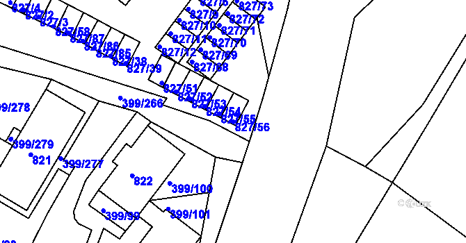 Parcela st. 827/56 v KÚ Rybáře, Katastrální mapa