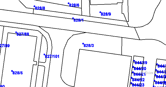 Parcela st. 828/3 v KÚ Rybáře, Katastrální mapa
