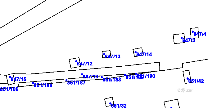 Parcela st. 847/13 v KÚ Rybáře, Katastrální mapa