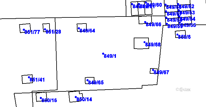Parcela st. 849/1 v KÚ Rybáře, Katastrální mapa