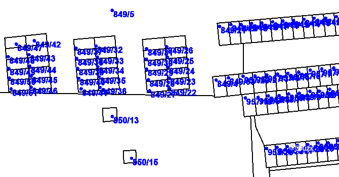 Parcela st. 849/22 v KÚ Rybáře, Katastrální mapa