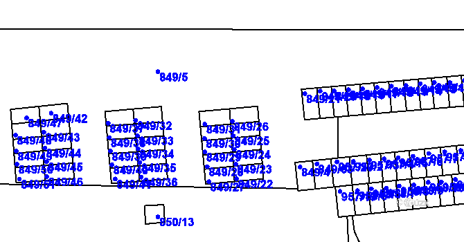 Parcela st. 849/26 v KÚ Rybáře, Katastrální mapa