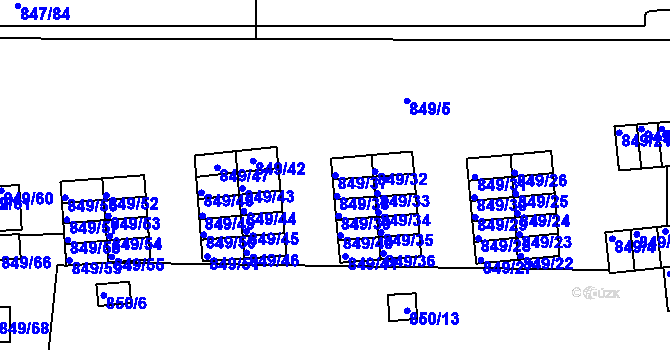 Parcela st. 849/37 v KÚ Rybáře, Katastrální mapa