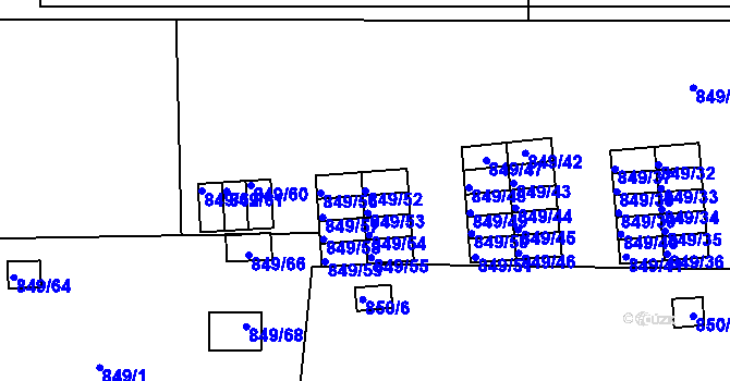 Parcela st. 849/52 v KÚ Rybáře, Katastrální mapa