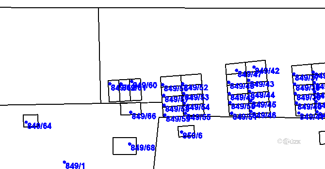 Parcela st. 849/56 v KÚ Rybáře, Katastrální mapa