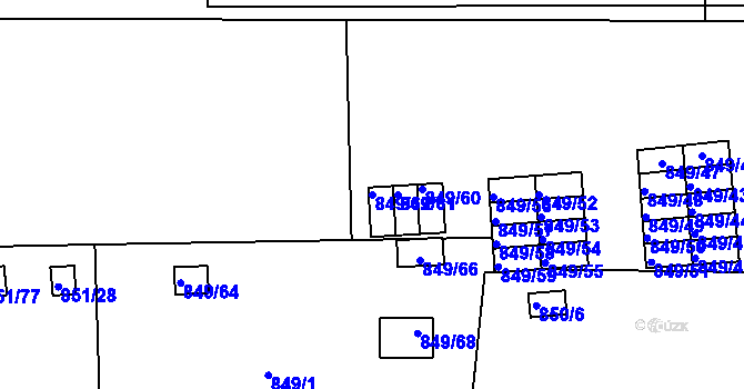 Parcela st. 849/62 v KÚ Rybáře, Katastrální mapa