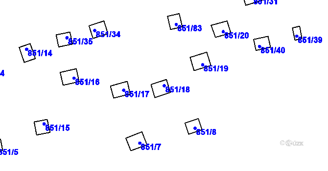 Parcela st. 851/18 v KÚ Rybáře, Katastrální mapa