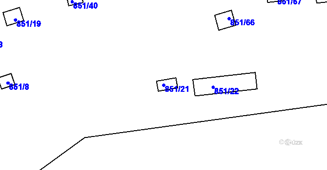 Parcela st. 851/21 v KÚ Rybáře, Katastrální mapa