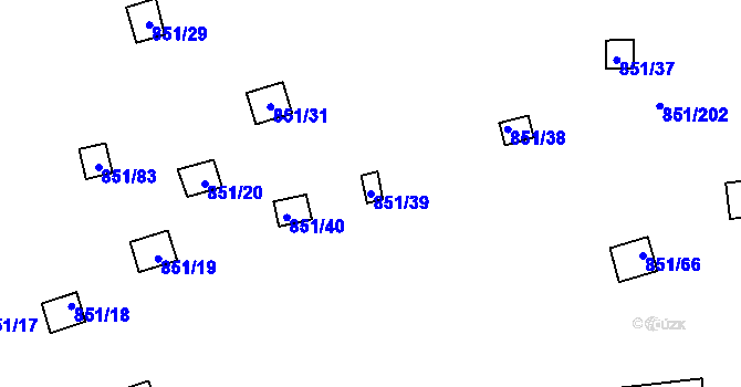 Parcela st. 851/39 v KÚ Rybáře, Katastrální mapa