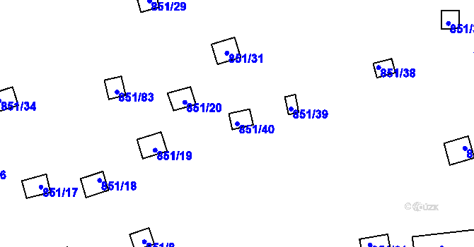 Parcela st. 851/40 v KÚ Rybáře, Katastrální mapa