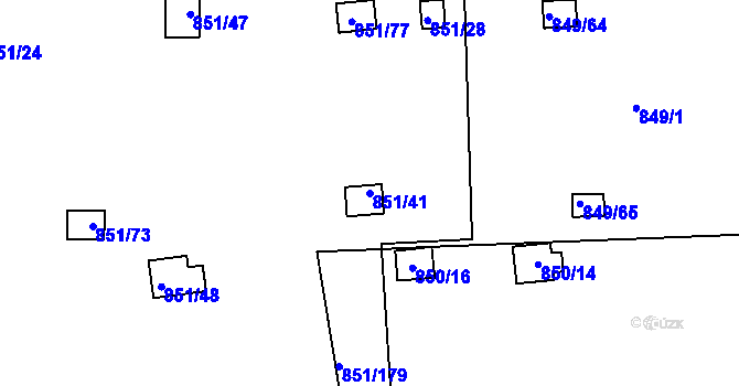 Parcela st. 851/41 v KÚ Rybáře, Katastrální mapa