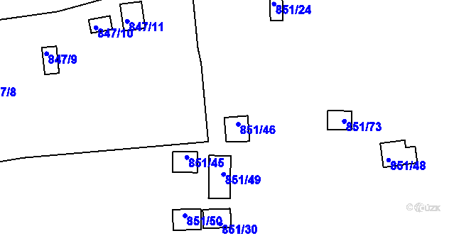 Parcela st. 851/46 v KÚ Rybáře, Katastrální mapa