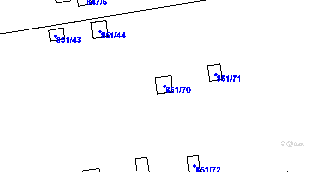 Parcela st. 851/70 v KÚ Rybáře, Katastrální mapa