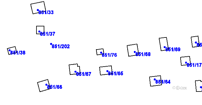Parcela st. 851/76 v KÚ Rybáře, Katastrální mapa