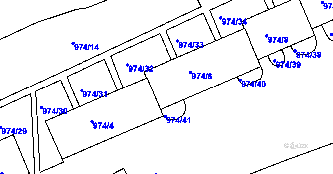 Parcela st. 974/6 v KÚ Rybáře, Katastrální mapa