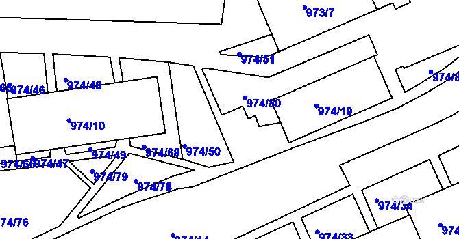 Parcela st. 974/20 v KÚ Rybáře, Katastrální mapa