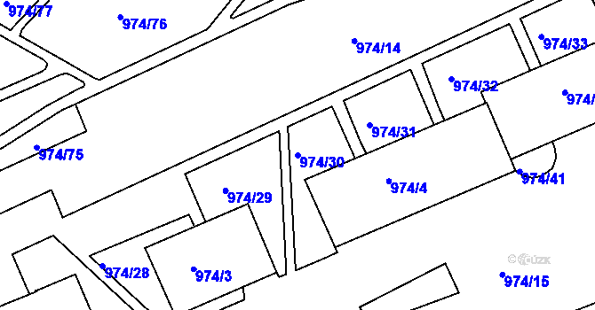 Parcela st. 974/30 v KÚ Rybáře, Katastrální mapa