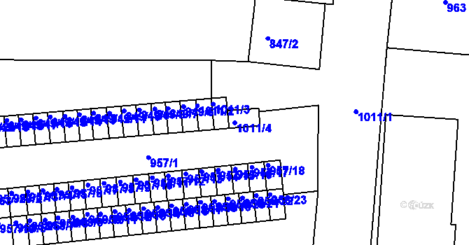 Parcela st. 1011/4 v KÚ Rybáře, Katastrální mapa