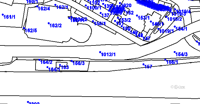 Parcela st. 1012/1 v KÚ Rybáře, Katastrální mapa