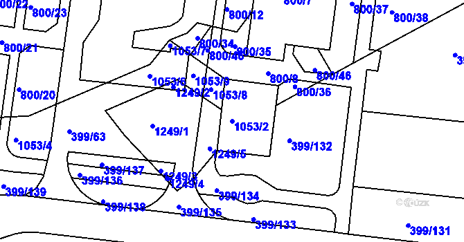 Parcela st. 1053/2 v KÚ Rybáře, Katastrální mapa