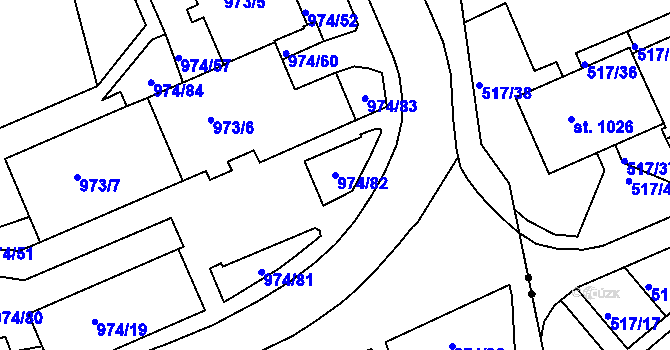 Parcela st. 974/82 v KÚ Rybáře, Katastrální mapa