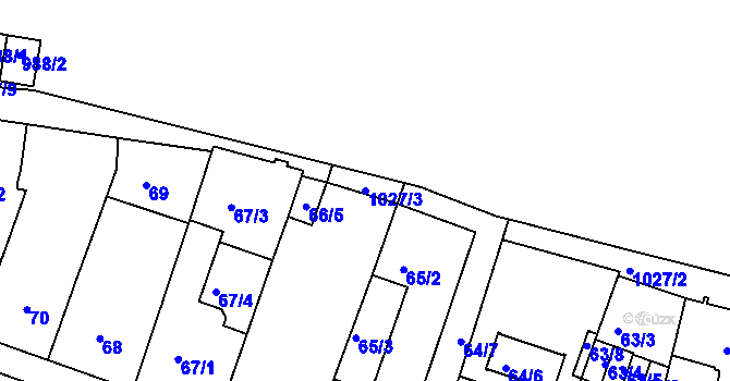 Parcela st. 1027/3 v KÚ Rybáře, Katastrální mapa