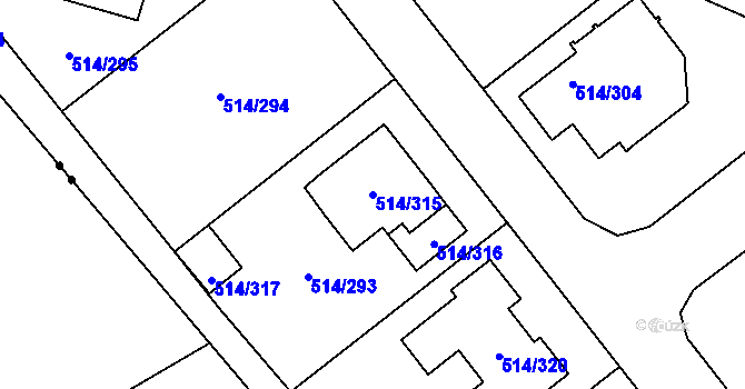 Parcela st. 514/315 v KÚ Rybáře, Katastrální mapa