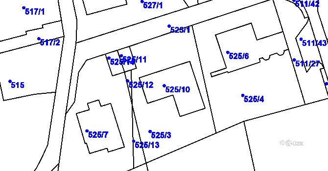 Parcela st. 525/10 v KÚ Rybáře, Katastrální mapa