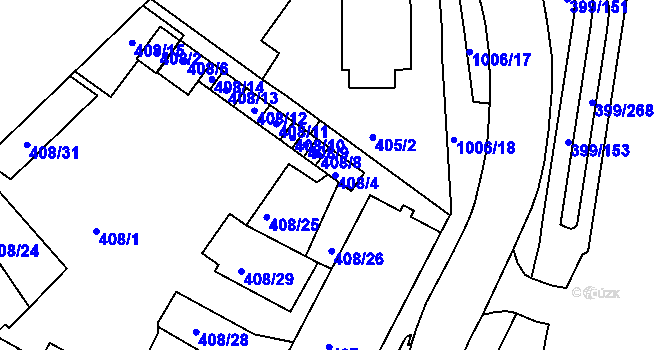 Parcela st. 408/4 v KÚ Rybáře, Katastrální mapa