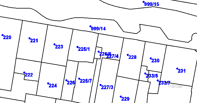 Parcela st. 225/6 v KÚ Rybáře, Katastrální mapa