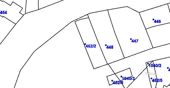 Parcela st. 452/2 v KÚ Rybáře, Katastrální mapa